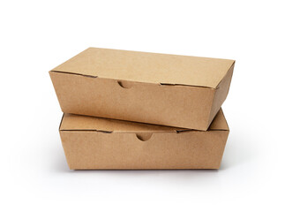 Stack of takeaway cardboard food boxes on white background - Powered by Adobe