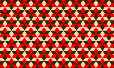 Geometric pattern of a combination of three colored squares_Pure red dark brown skin_Graphic material