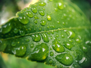 water drops on leaf