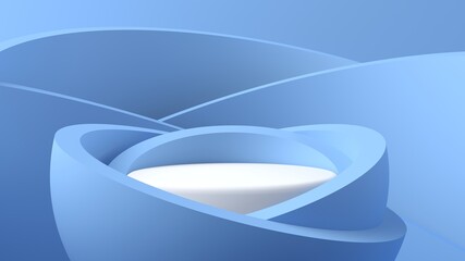 Blue podium for placing objects, beautiful and colorful with circular shapes. It is ideal for placing fashion products, small objects, beauty products, etc.