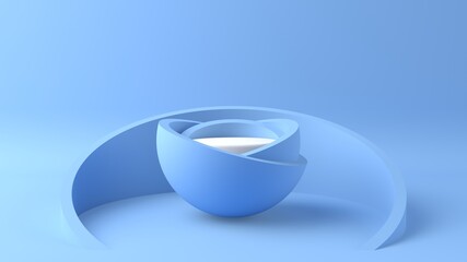 Beautiful podium in minimalist blue and shaped like a flower. Ideal for placing creams, rings, fashion products.