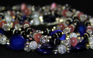 beads on black background