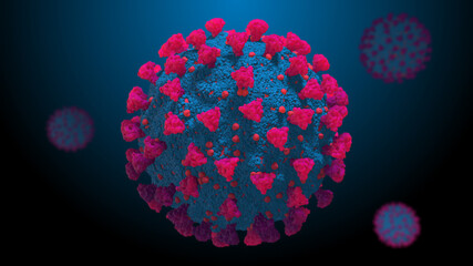 Delta variant of Covid 19 virus strain spread global mass vaccination - 3D Illustration Rendering