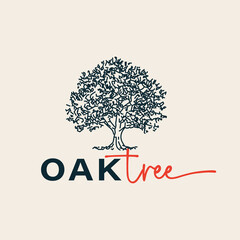 Oak tree logo design premium vector
