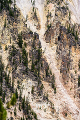 Dramatic rock walls of the Grand Canyon of the Yellowstone, Yellowstone National Park, USA

