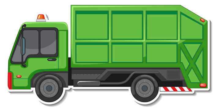 Sticker design with side view of dump truck isolated