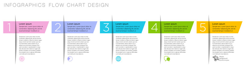 Business chart design. 5 options workflow diagram. Vector graphics. - 451318571