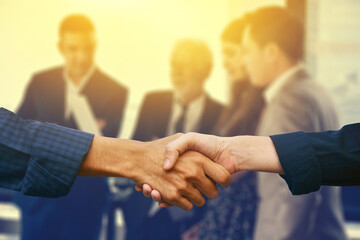 Close up people hands shake business partnership success,Shake hand concept