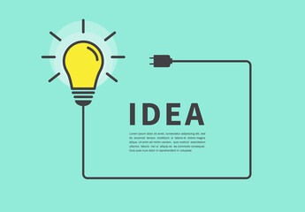 Fototapeta na wymiar Light bulb icon on green background. Energy and thinking symbol. Creative idea and inspiration concept. Vector illustration