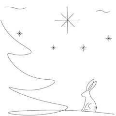 Christmas star in sky and tree vector illustration