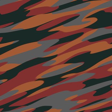 Seamless Red Orange And Black Seamless Camouflage Pattern Background