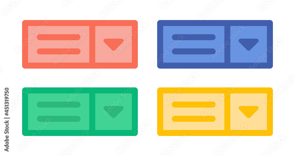 Poster Drop menu button icon. Menu icon set in colorful design.
