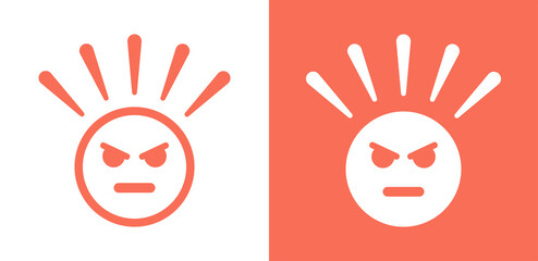 Angry emoticon face. Unhappy, upset symbol vector illustration
