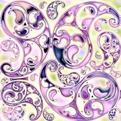 Abstract floral paisley swirls background