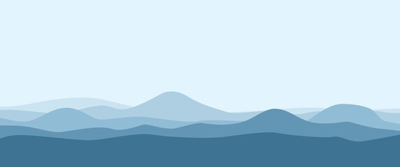 Fototapeta na wymiar Blue mountain layers or sea tides landscape vector illustration suitable for background, desktop background, backdrop design, ads banner, travel banner.