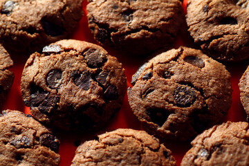 Close up of chocolate chip cookies