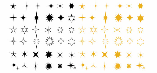 Stars set of  black  and yellow icons. Rating Star icon. Star vector collection.
