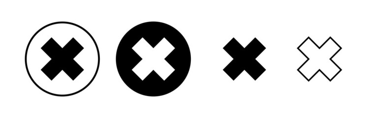 Close icons set. Delete icon. remove, cancel, exit symbol