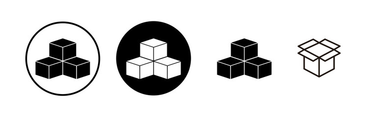 Open box icons set. Cardboard box, packaging open. Box icon vector