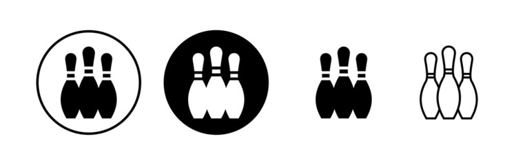 Bowling game Pin Icons set. Bowling icon, ball and pin