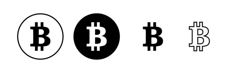 Bitcoin sign icons set. Crypto currency symbol. Blockchain. Cryptocurrency