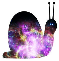 Snail Cutout on a NASA Hubble Nebula Background