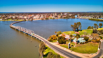 Aerial View of Bridge Over Lake Mulwala Looking to Yarrawonga
