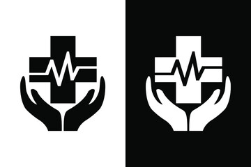 Health care concept with black and white background. Very suitable various business purposes also for symbol, logo, company name, brand name, personal name, icon and many more.