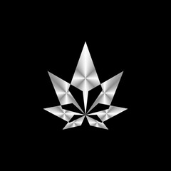 silver cannabis leaf logo vector