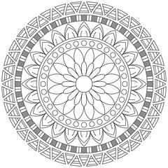 Leaf Flower Petal Coloring Mandala Art Simple Graphic Shape Vector Floral Oriental Outline Vintage Decorative Elements Pattern Illustration Islam Arabic Indian Turkish Mystic Religion Morals Lotus