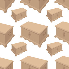 Set of seamless patterns with chests for clothing on white.