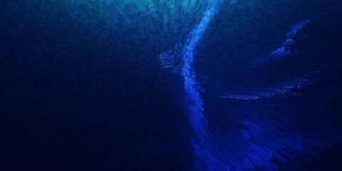 Abstract colorful digital particles wave with bokeh and light background, 3d render wave line dot background, line wave light glowing effect particular background.	