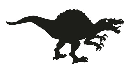 Dinosaur silhouette. Spinosaurus black silhouette. Vector illustration isolated on white background