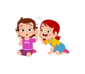 Fototapeta premium cute little girl whisper secret to friend