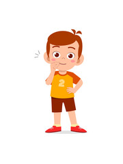 cute little boy show zip mouth pose expression