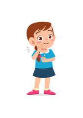 cute little girl show zip mouth pose expression