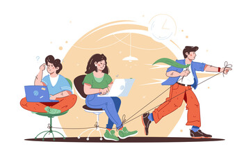 Obraz premium Workers follow leader in team