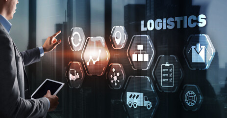 Logistic network distribution and transport concept. Goods delivery