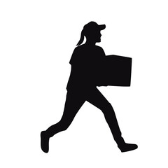 Silhouette of Courier Making Deliveries
