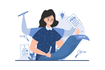 Copywriter with multitasking concept