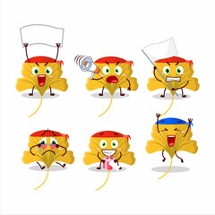 Mascot design style of ginko yellow leaf character as an attractive supporter