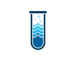 Simple bottle laboratory with water wave liquid inside