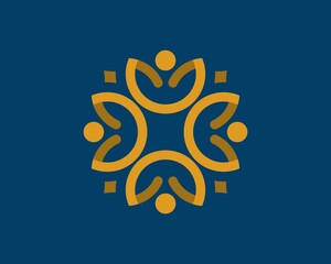 Abstract ornament with lotus flower in gold colors