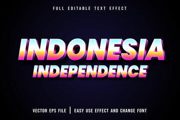 editable text effect indonesia independence neon style