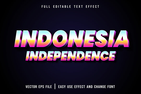 editable text effect indonesia independence neon style