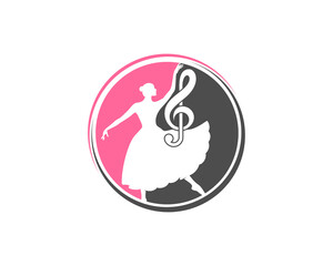 Obraz premium Woman ballerina in the circle logo