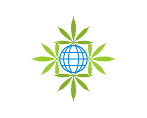 Cannabis leaf with globe in the middle