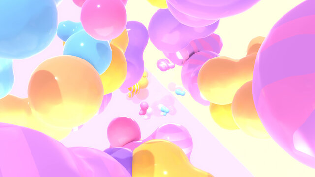 3d rendered colorful blobs in the air.