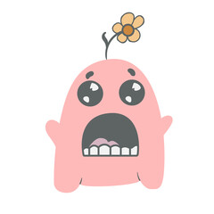 Cute pink monster vector illustration