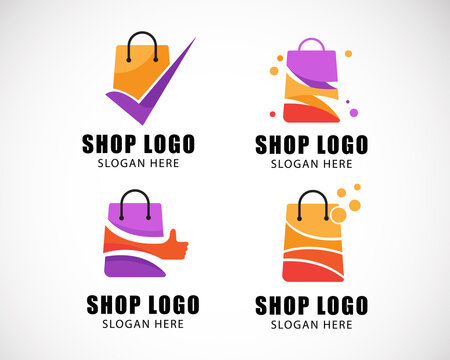 shop logo creative set design vector color modern business icon
